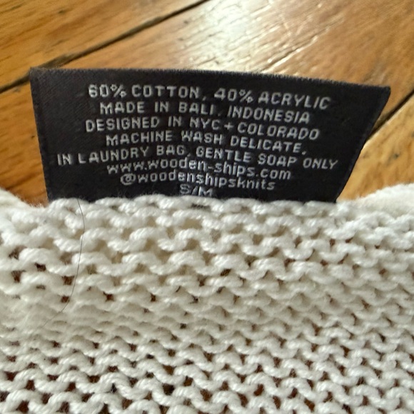 Wooden Ships Palmer Laced Sweater White/Tan Stripe Women’s Size S/M - Picture 5 of 11